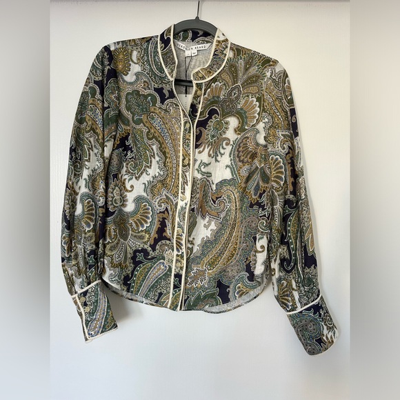 Veronica Beard Thorp Blouse in Army Multi - Picture 4 of 12